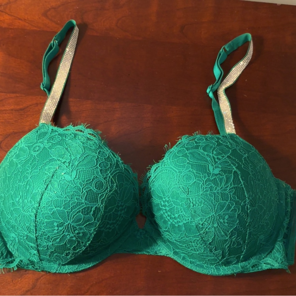 VS Rhinstone Bra Green